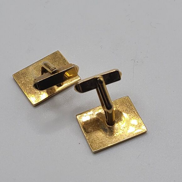 Swank Vintage Green Red Argyle Patterned Cufflinks Mens Signed Gold Tone Holiday - Picture 3 of 5